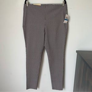 SIZE XL MICHAEL KORS SKINNY PULL-ON HIGH-RISE BLACK WHITE PATTERN ANKLE LENGTH